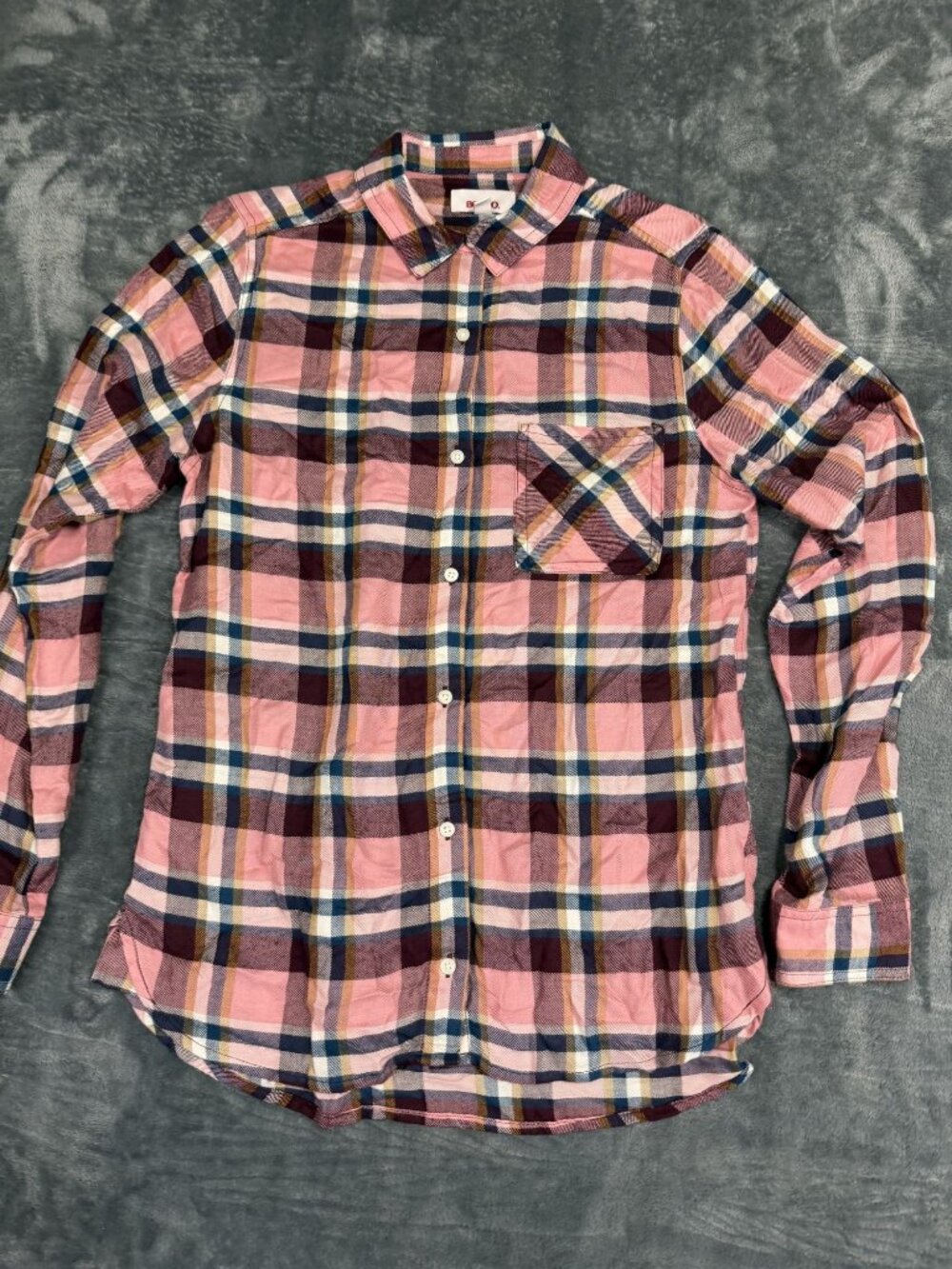 Bongo Womens Pink Plaid Button-Up Long Sleeve Flannel Shirt S